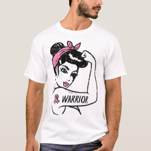 Breast Cancer Warrior Rosie Riveter Pink Women  T-Shirt