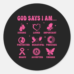 Breast Cancer Warrior Survivor Christian Faith God Classic Round Sticker