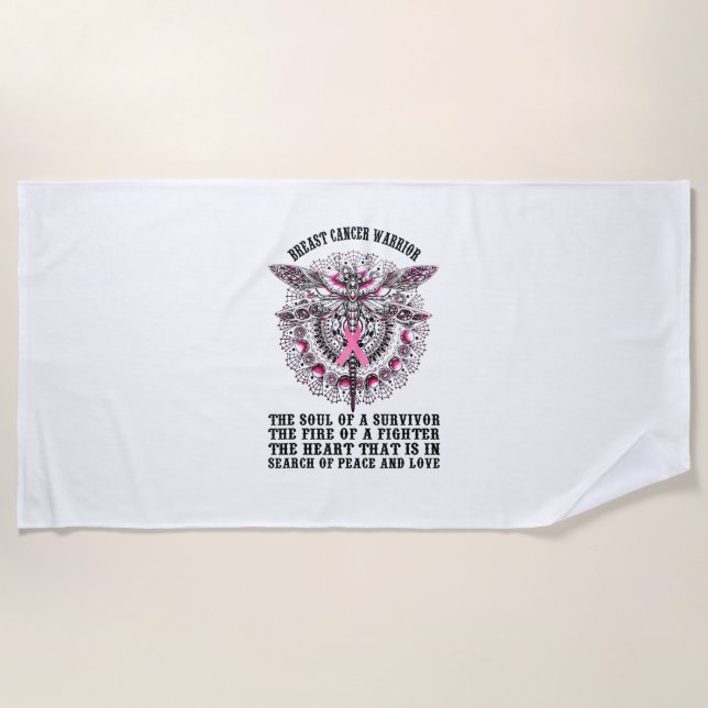 Breast Cancer Warrior The Soul Of A Survivor Drago Beach Towel (Front)