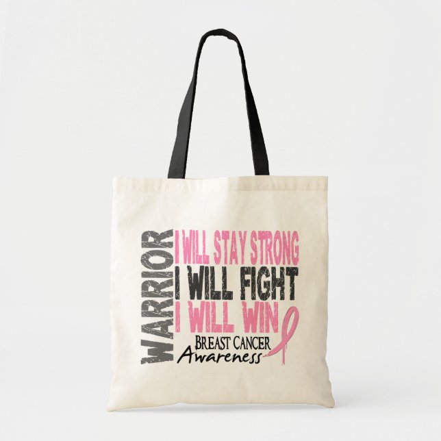 Breast Cancer Warrior Tote Bag (Front)
