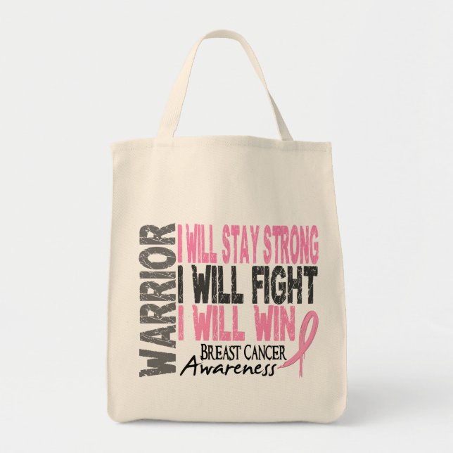 Breast Cancer Warrior Tote Bag (Front)