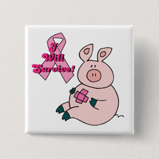breast cancer will survive pig 15 cm square badge