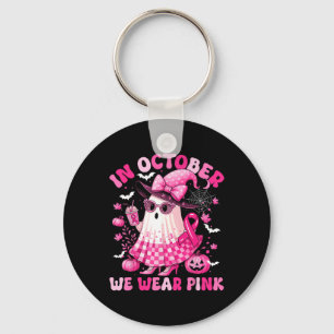 Breast Cancer Women Girl Bow Ghost In October We W Key Ring