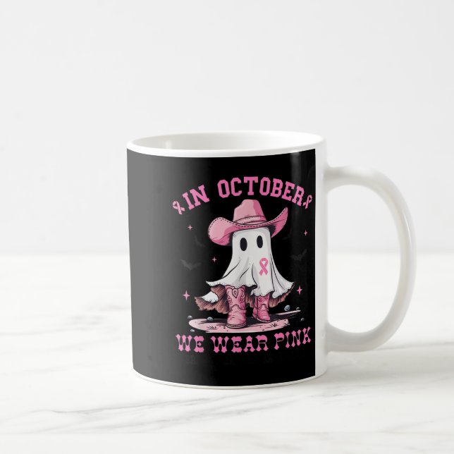 Breast Cancer Women Halloween In October We Wear N Coffee Mug (Right)