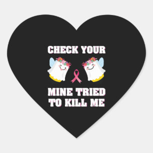 Breast Cancer Women Mum Funny Check Your Boo Bees Heart Sticker