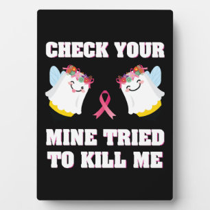 Breast Cancer Women Mum Funny Check Your Boo Bees Plaque