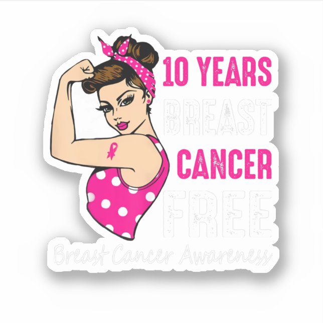 Breast Cancerversary 10 Year Riveter Ribbon Breast (Front)