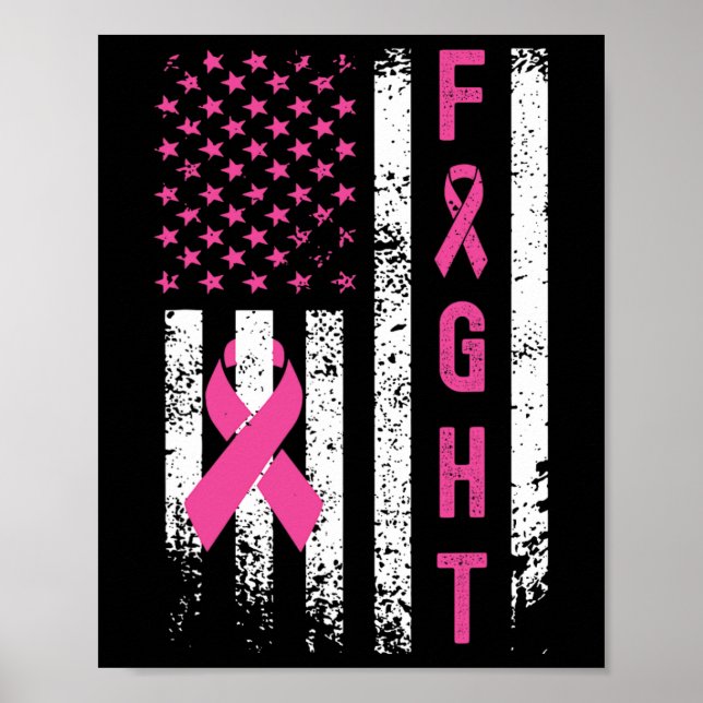 Breast Survivor American Flag Breast Cancer Awaren Poster (Front)