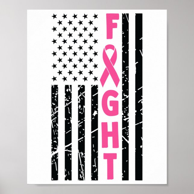 Breast Survivor American Flag Breast Cancer Awaren Poster (Front)