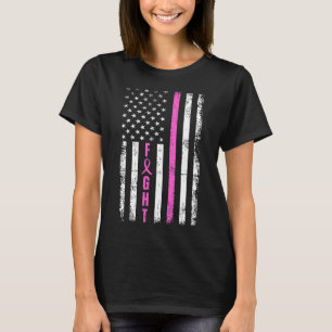Breast Survivor American Flag Breast Cancer Awaren T-Shirt