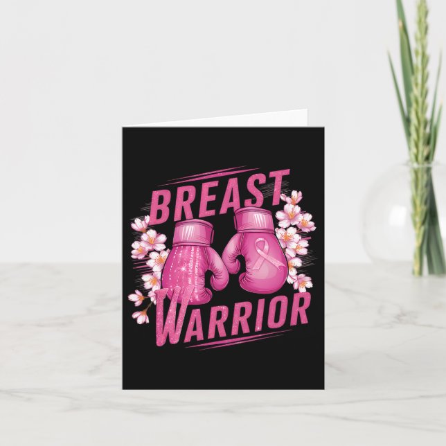 Breast Warrior Boxing Glove Breast Cancer Awarenes Card (Front)