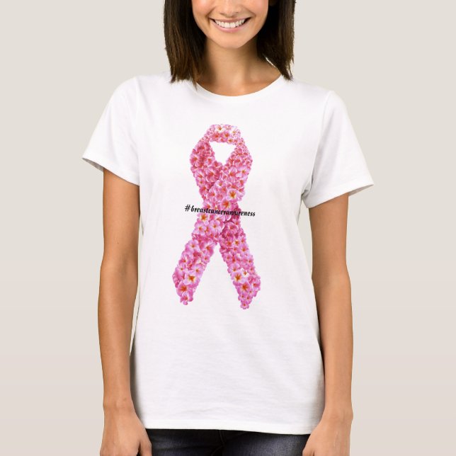 #breastcancerawareness Pink Bow of Flowers Support T-Shirt (Front)