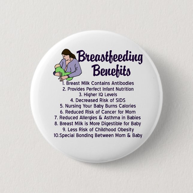 Breastfeeding Benefits 6 Cm Round Badge (Front)