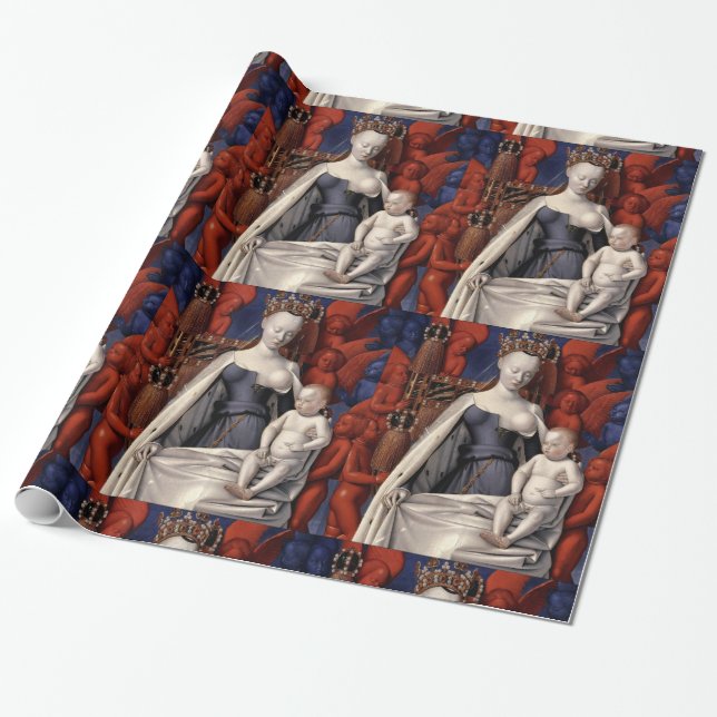 BREASTFEEDING MADONNA AND CHILD WITH ANGELS WRAPPING PAPER (Unrolled)