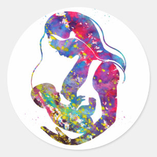 Breastfeeding mother classic round sticker