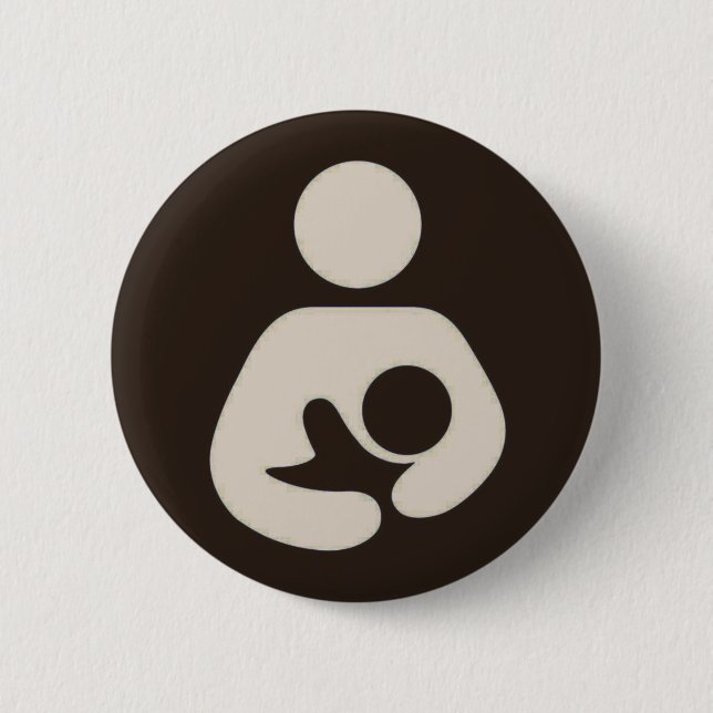 Breastfeeding Symbol Pinback Brown 6 Cm Round Badge (Front)