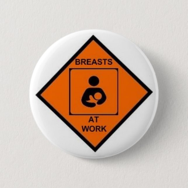 breasts at work 6 cm round badge (Front)