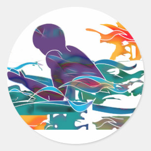 Breaststroke Cutout Classic Round Sticker