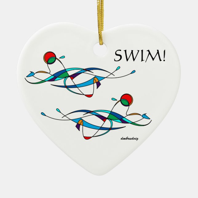 Breaststroke Swimmer Double Ceramic Ornament (Front)
