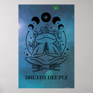 Breath Deeply Yoga Frog Poster