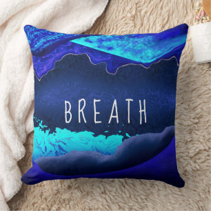 Breath Modern Navy Royal Blue Turquoise Abstract Cushion