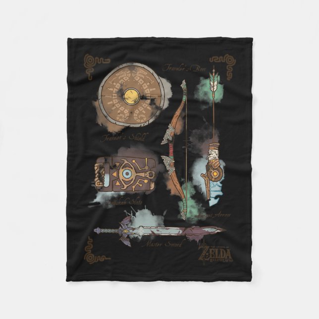 Breath Of The Wild Link Inventory Graphic  Fleece Blanket (Front)