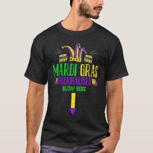 Breathalyzer Blow Here Mardi Gras  Masquerade Mask T-Shirt