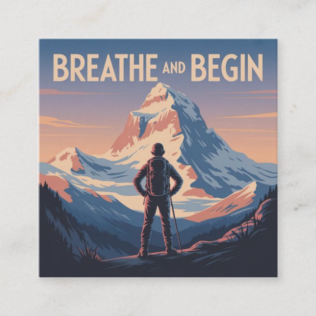 Breathe And Begin Square Business Card (Front)