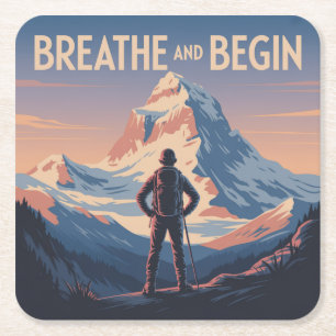 Breathe And Begin Square Paper Coaster