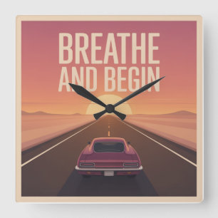 Breathe And Begin Square Wall Clock