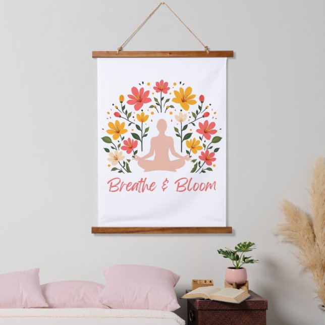 Breathe and Bloom Meditation Wall Tapestry (Bedroom)
