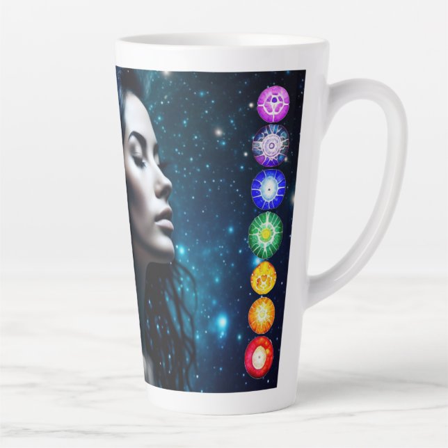 Breathe and Release | Beautiful Ethereal Woman Latte Mug (Right)
