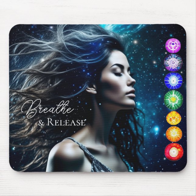 Breathe and Release | Beautiful Ethereal Woman Mouse Pad (Front)