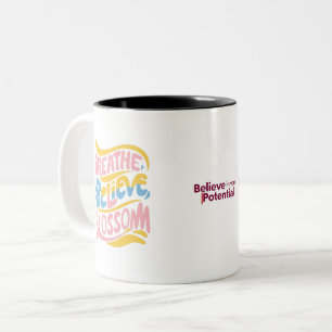 Breathe Believe Blossom Inspirational Two-Tone Coffee Mug