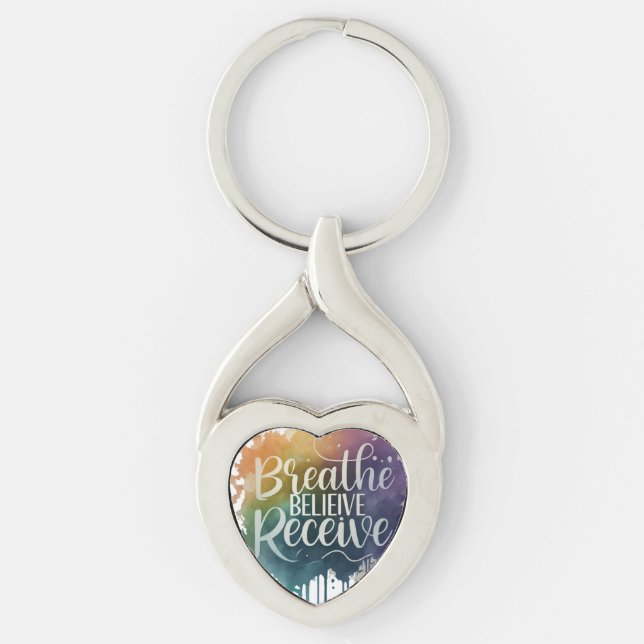 Breathe, Believe, Receive - Twisted Heart Keychain (Front)