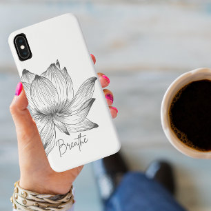 Breathe Black Lotus Flower White Mindfulness iPhone XS Max Case