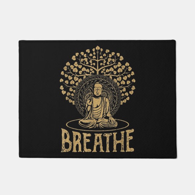 Breathe Buddha Idea Yoga and Meditation Doormat (Front)