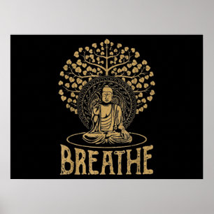 Breathe Buddha Idea Yoga and Meditation Poster