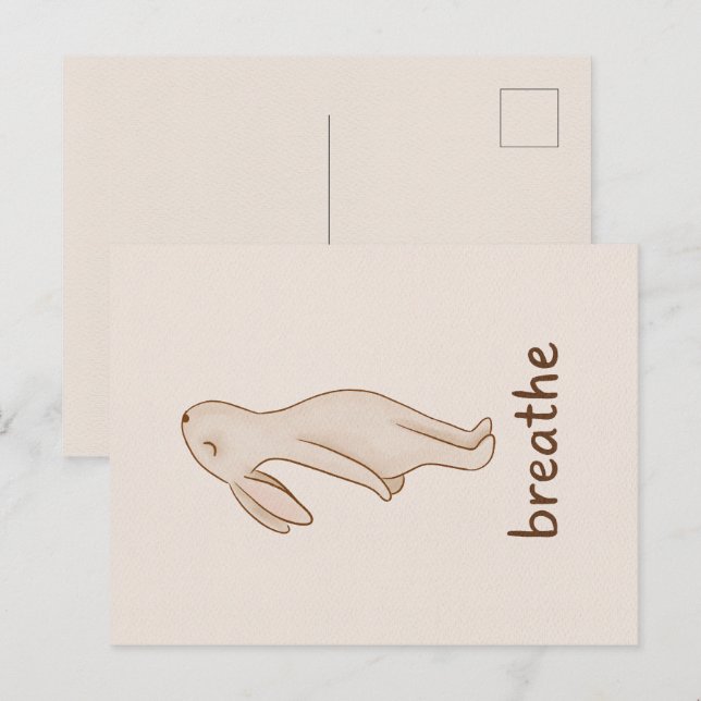 Breathe Bunny Minimalist Postcard (Front/Back)