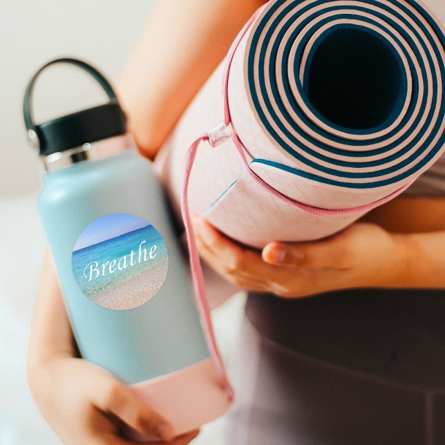 Breathe Cayman Islands Relaxing Beach Reminder Classic Round Sticker (Creator Uploaded)