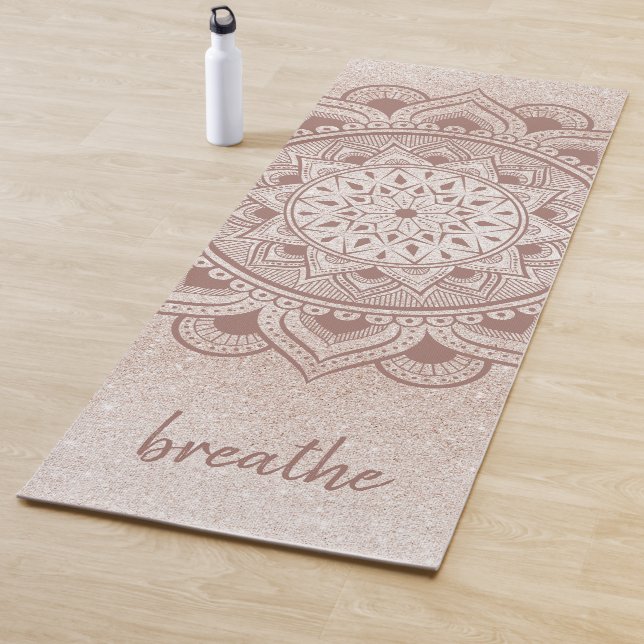 Breathe Chic Rose Gold Feminine Mandala Practice Yoga Mat (In Situ)