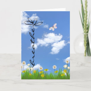 Breathe daisy flower and butterfly card