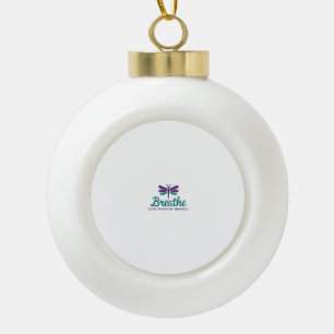 Breathe Dragonfly Suicide Prevention mental health Ceramic Ball Christmas Ornament