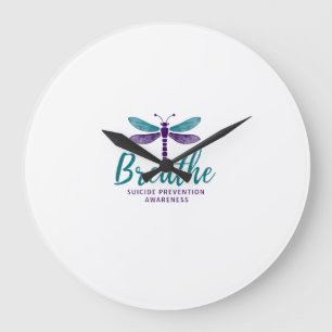Breathe Dragonfly Suicide Prevention mental health Large Clock