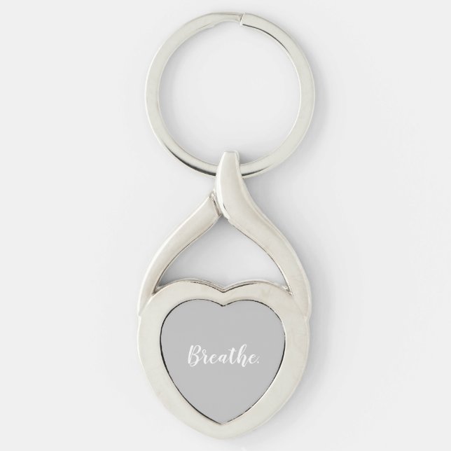 Breathe Grey Heart-Shaped Keychain (Front)