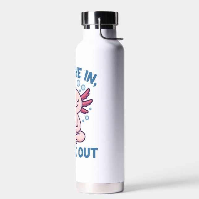 Breathe In Bubble Out Axolotl Yoga Water Bottle (Left)