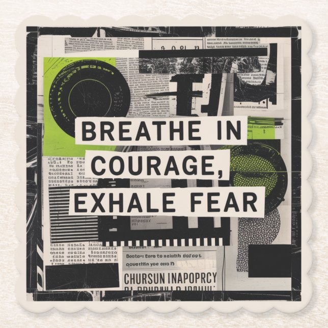 Breathe In Courage, Exhale Fear Paper Coaster (Front)