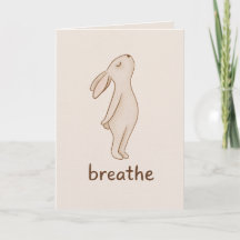 Breathe Minimal Bunny Folded Greeting Card