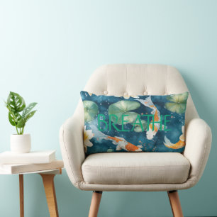 "Breathe" & "Namaste", Koi Design, Personalise it! Lumbar Cushion