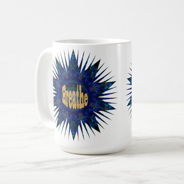 Breathe, On Blue Boho Star,   Coffee Mug (Front Left)